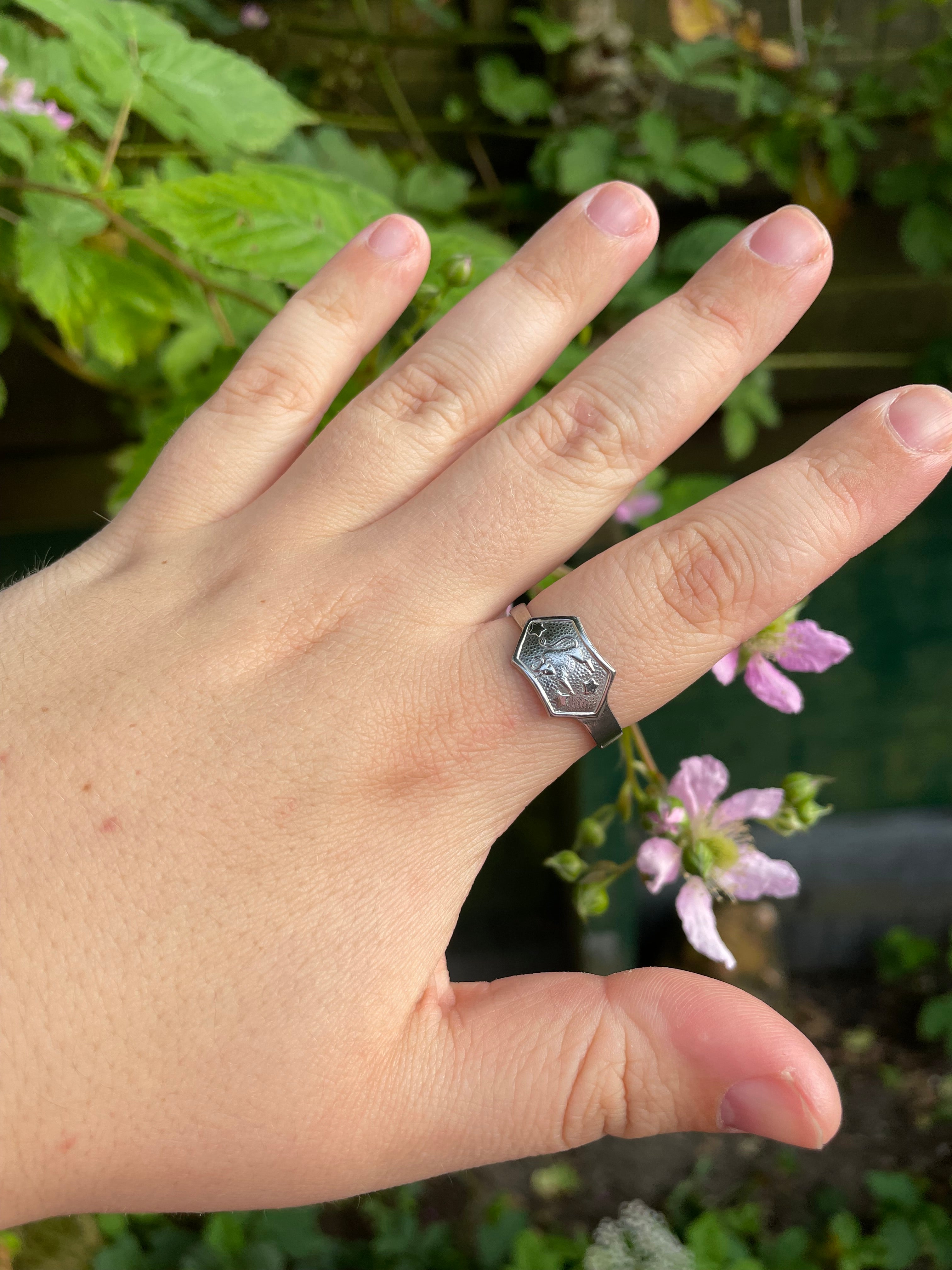 Vintage handmade zodiac spoonring - custom size