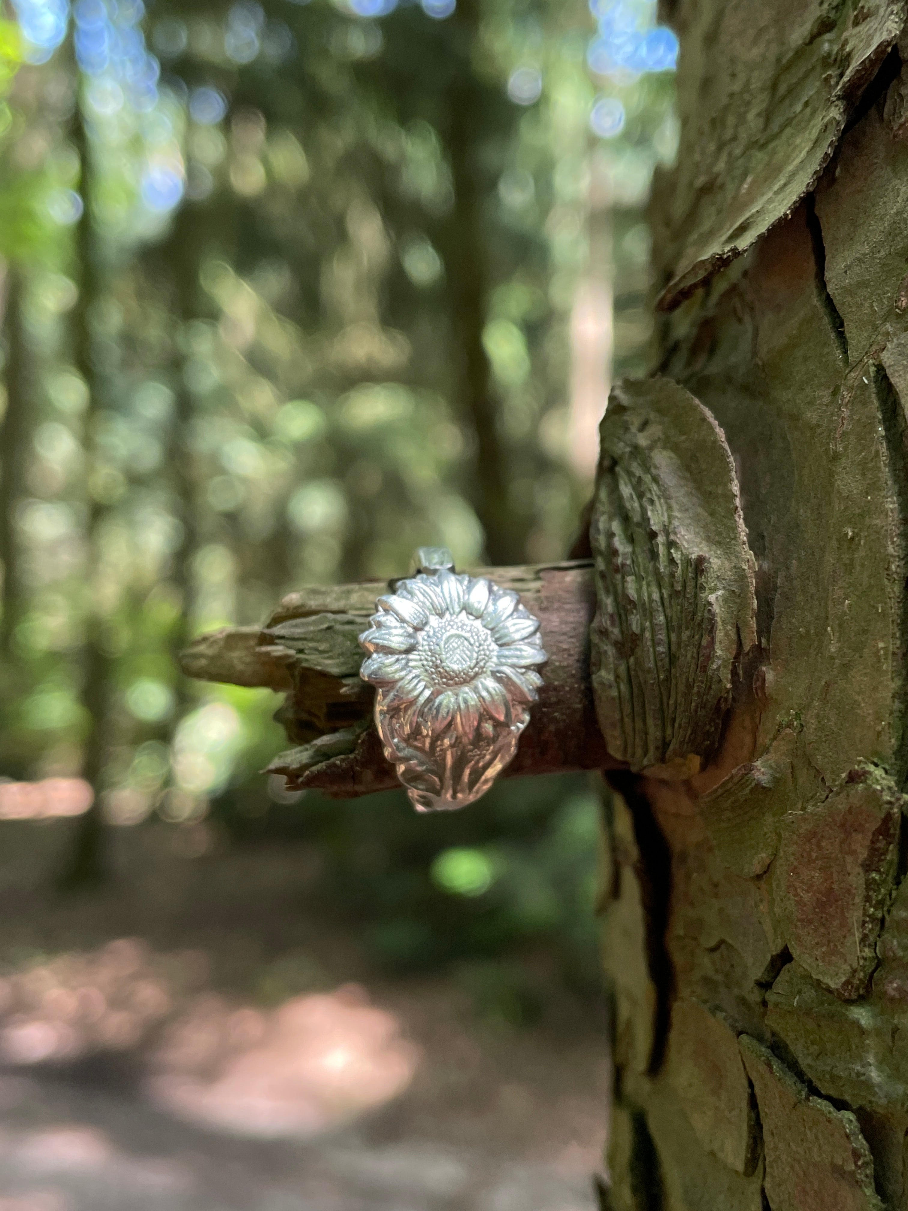 Verzilverde lepelring - Margriet - 18mm