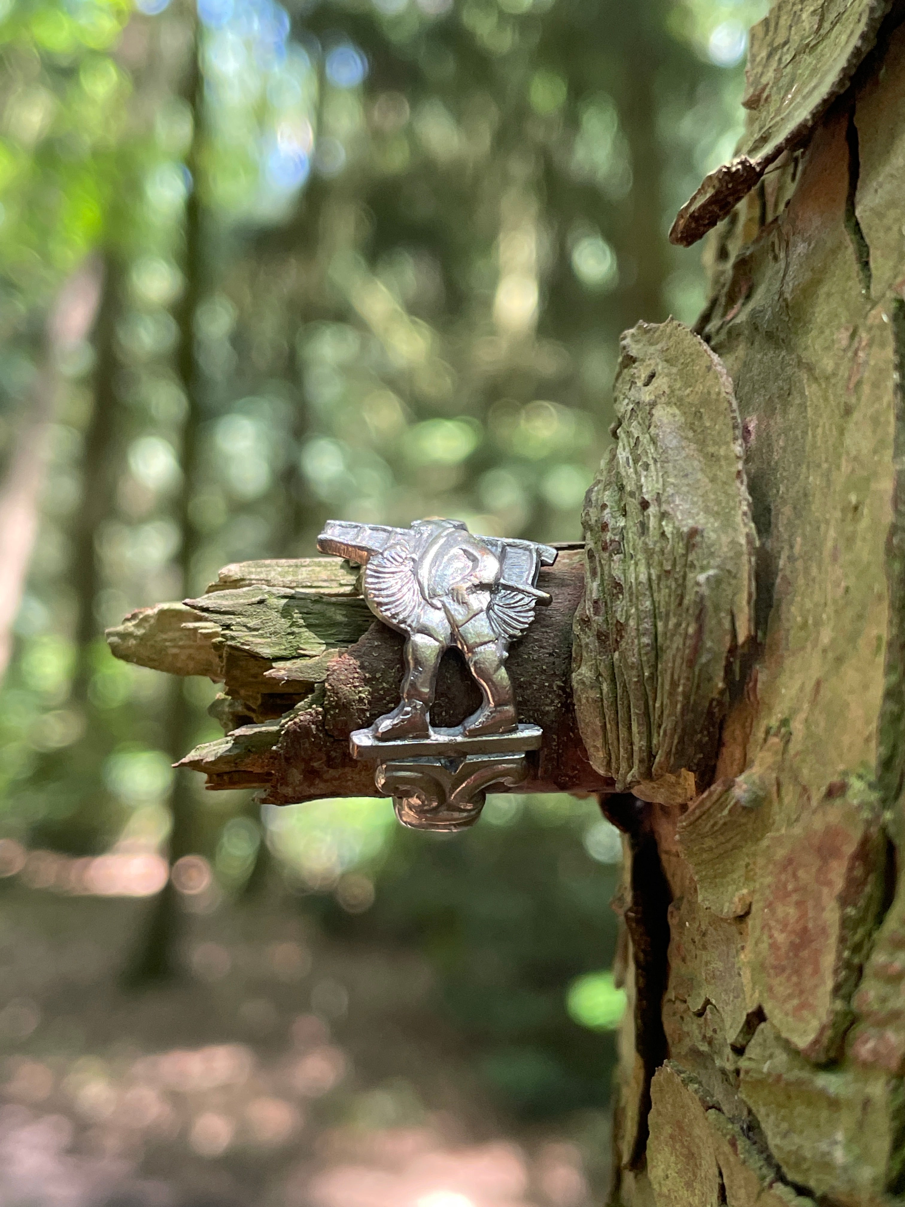 Verzilverde lepelring - schoorsteenveger - 17.5mm
