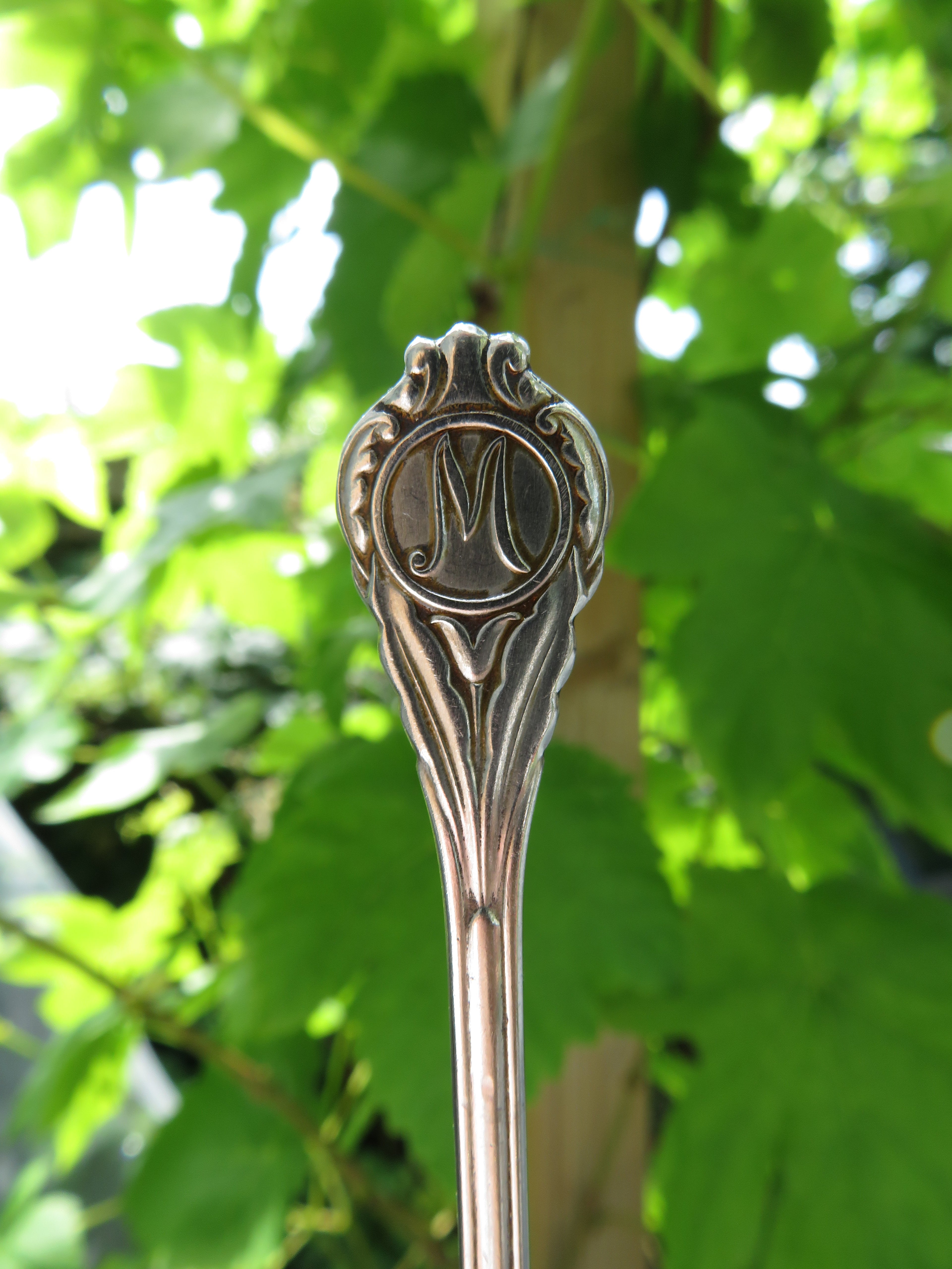 Handgemaakte verzilverde initaal lepelring - M - Custom size